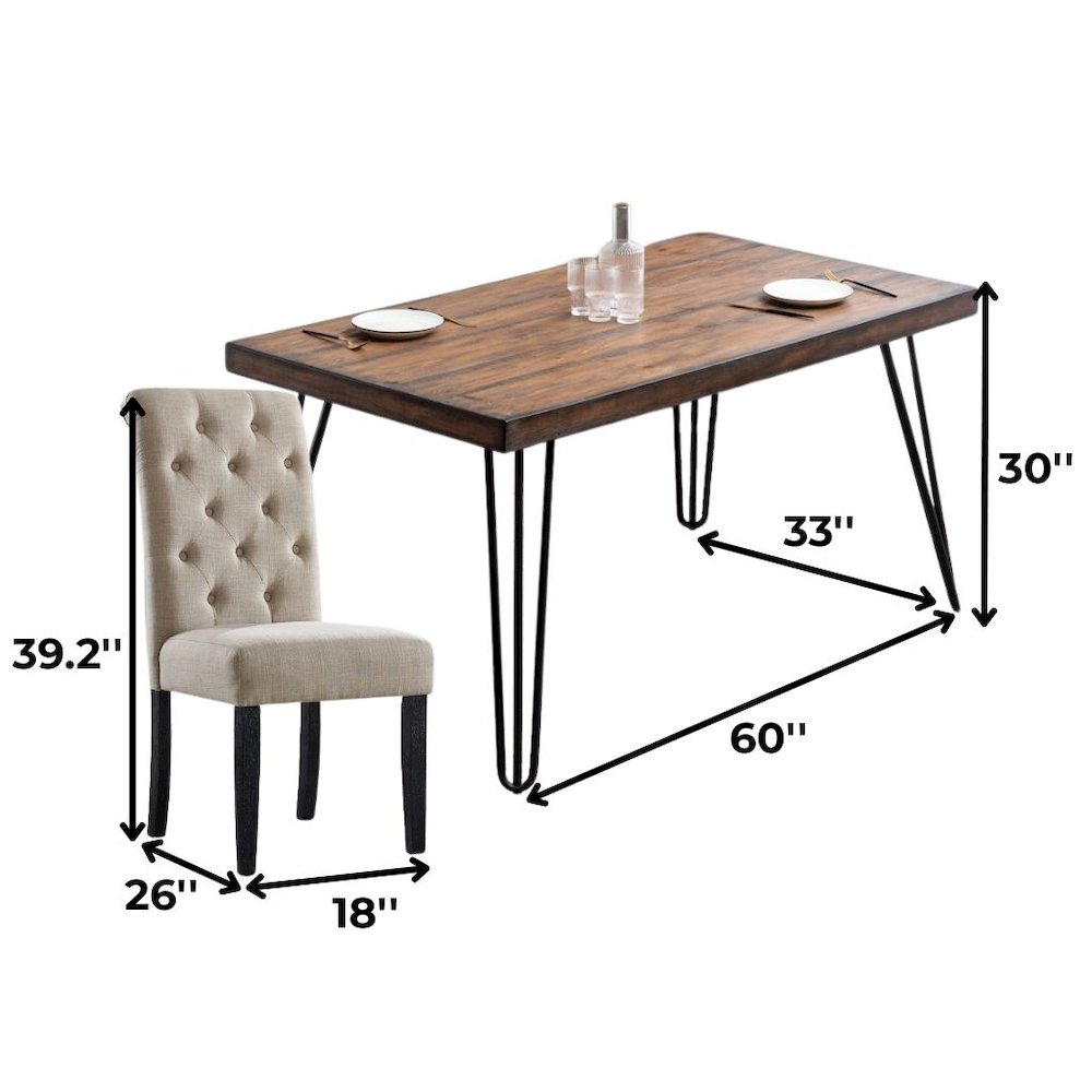 Beige Dining Table and 6 Chairs, Mid Century Kitchen & Dining Room Set. Picture 9