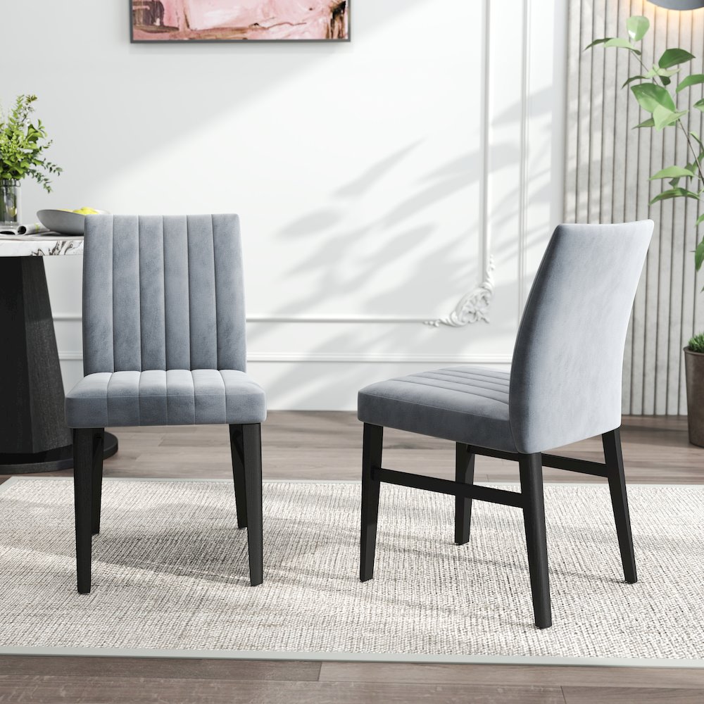 5-Piece Dining Set, Off-White Faux Marble Dining Table with Four Chairs, Gray. Picture 12