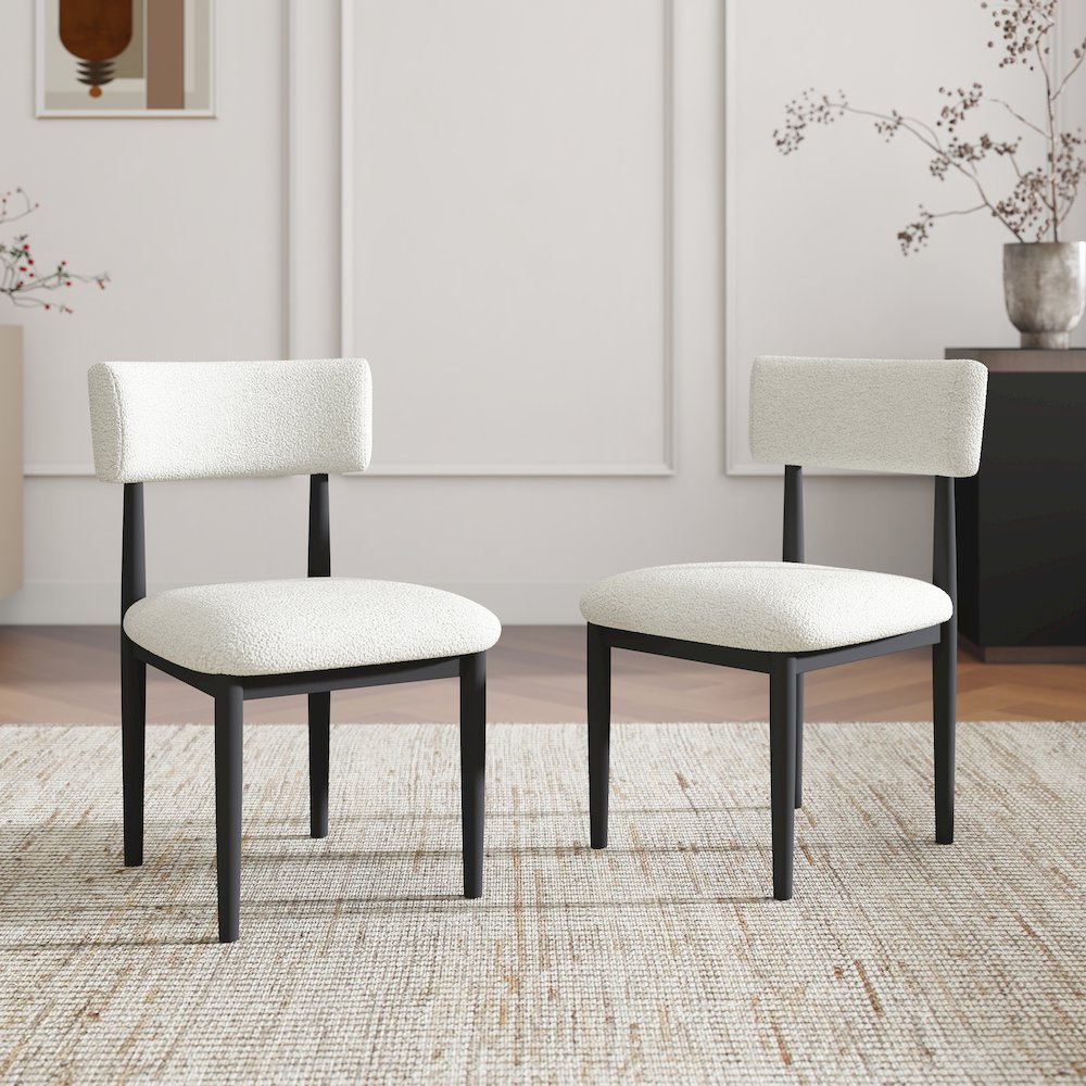 Edo 5-Piece Dining Set, Round Trestle Table and 4 Chairs, White and Black. Picture 11