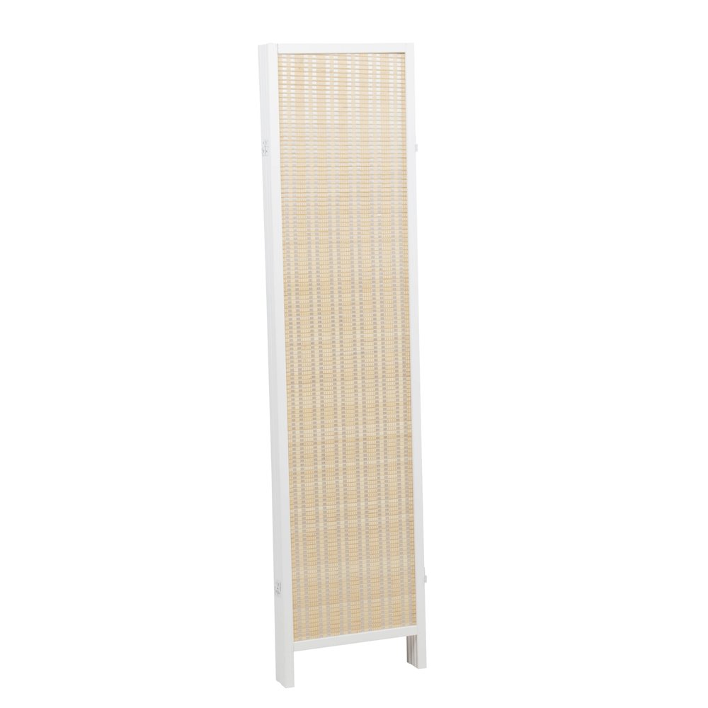 Inkwell 4-Panel Bamboo Room Divider, Folding Screen, Natural with White Frame. Picture 9