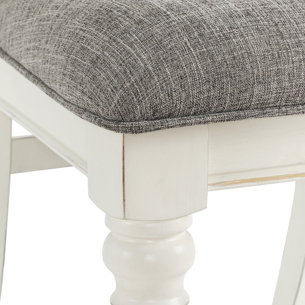 Belleza Antique White Solid Wood Upholstered Dining Chairs, Set of 2. Picture 11