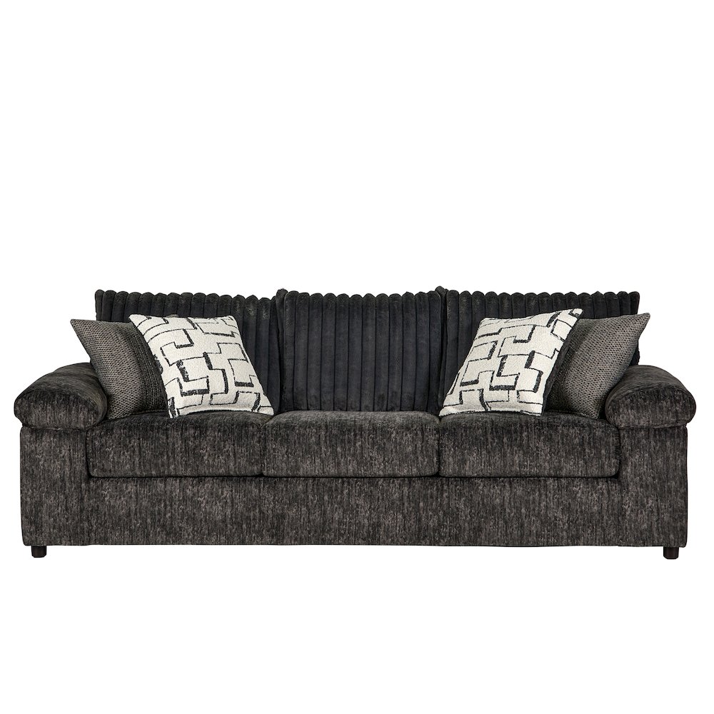 Nason Wide Wale Corduroy Living Room 4-Piece Sofa Set, Charcoal. Picture 6