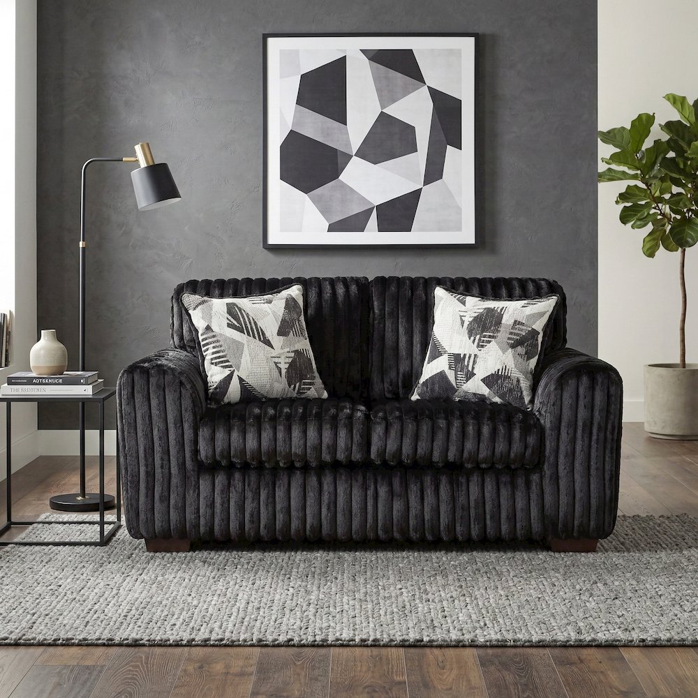 Nolan Contemporary Upholstered Loveseat, Lush Black. Picture 2