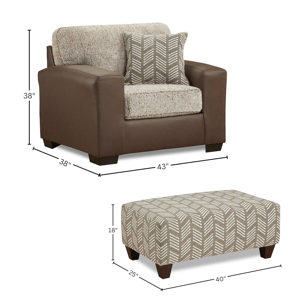Marvella 4-Piece Living Room Set, Chocolate Faux Leather. Picture 19