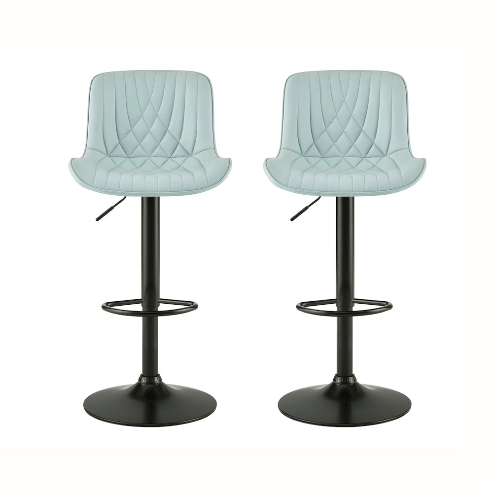 Kovyn Contemporary Adjustable Barstool with Faux Leather Swivel Seats, Set of 2. Picture 3