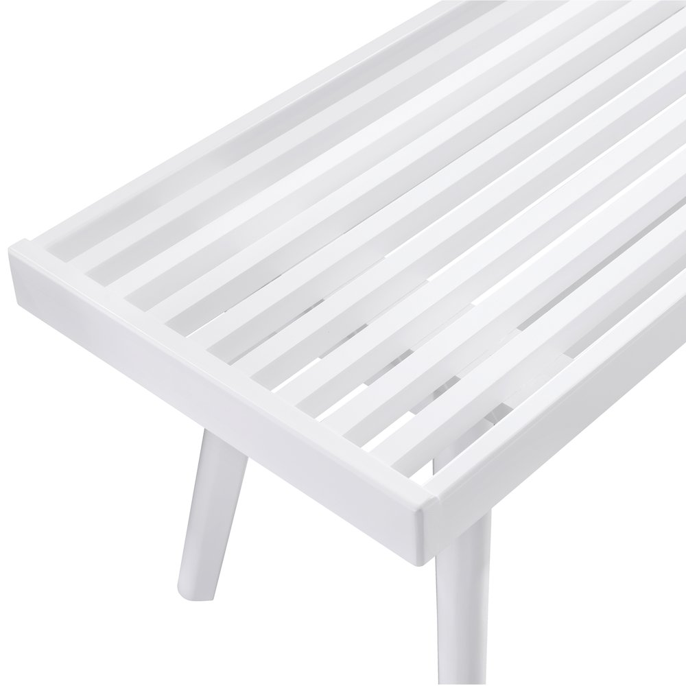 Larwich Solid Wood Slatted Bench, 41 Wide, White. Picture 5