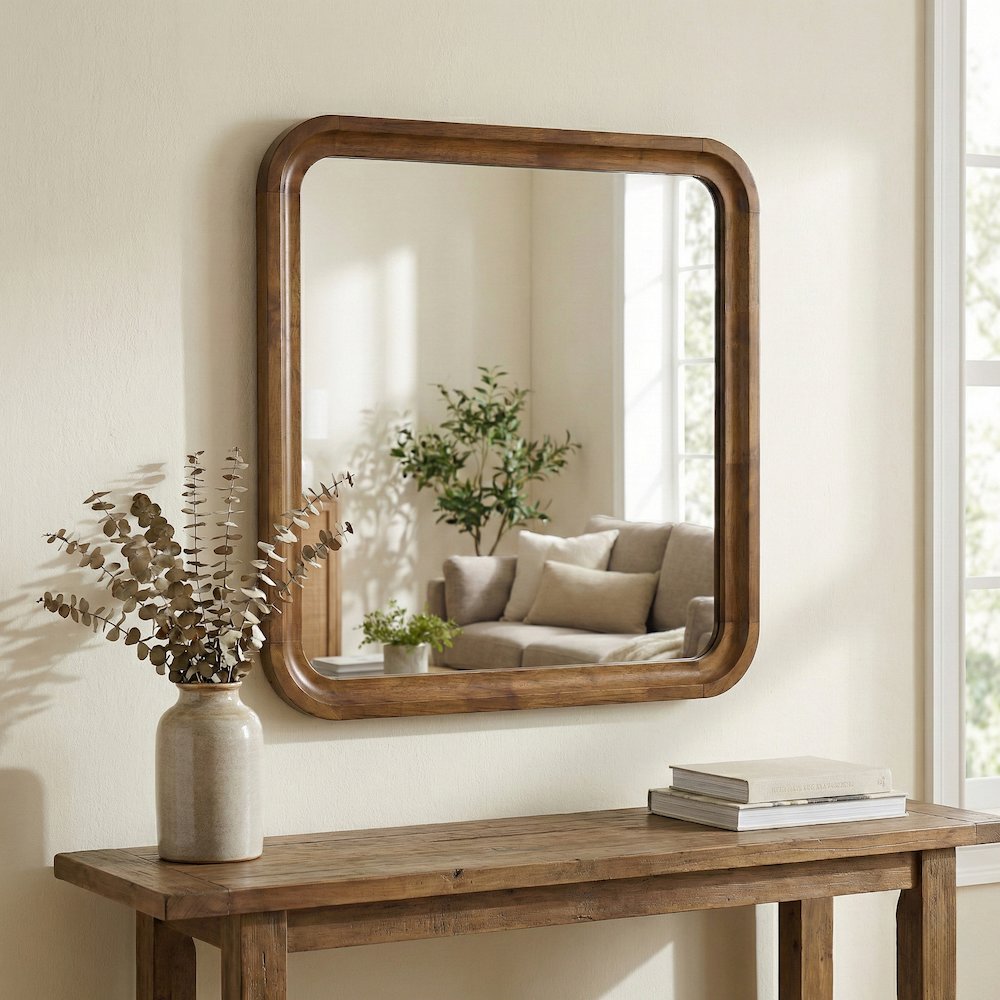 Eldren Wood Frame Mirror, Walnut Finish. Picture 2