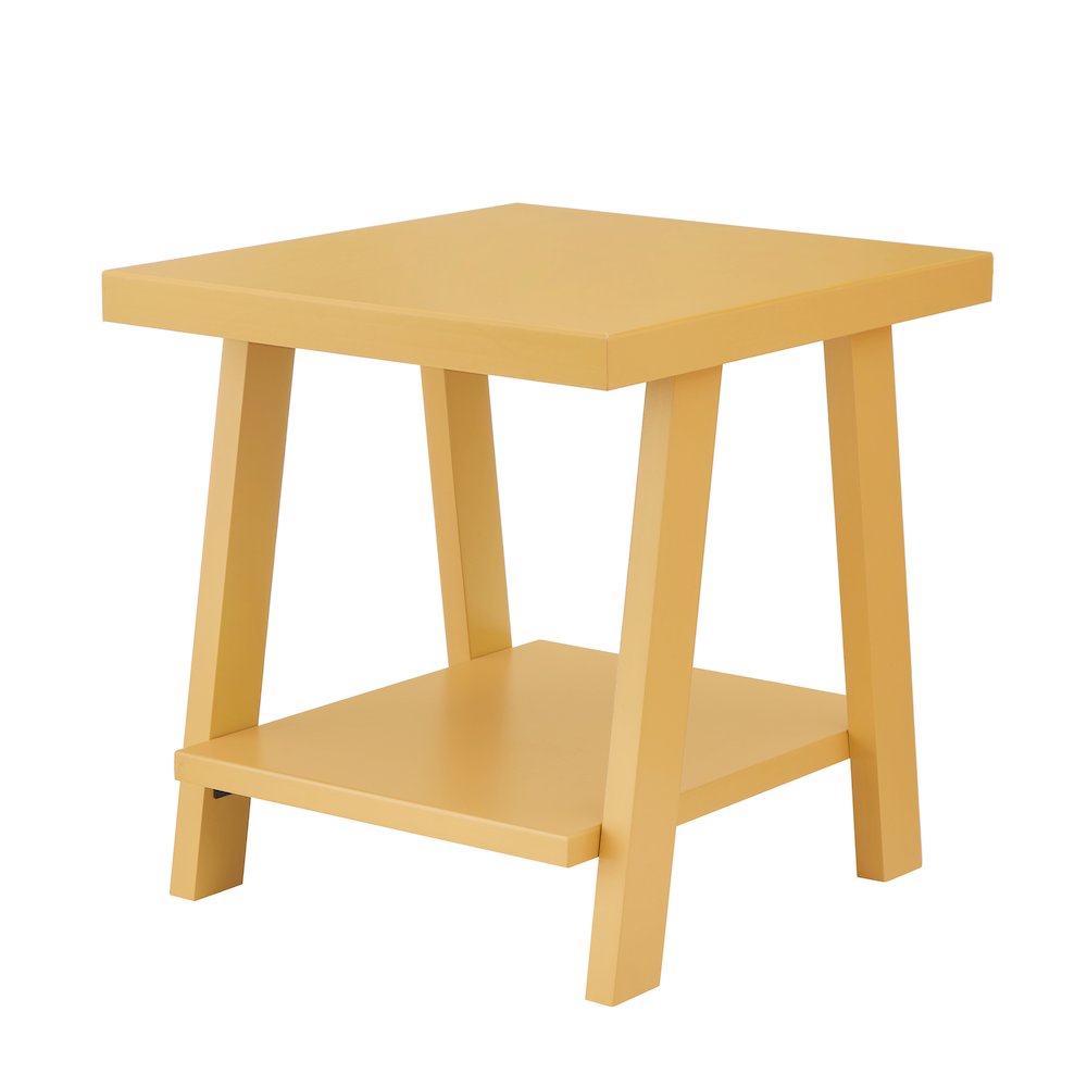 Athens Contemporary Wood Shelf End Table in Yellow. Picture 1