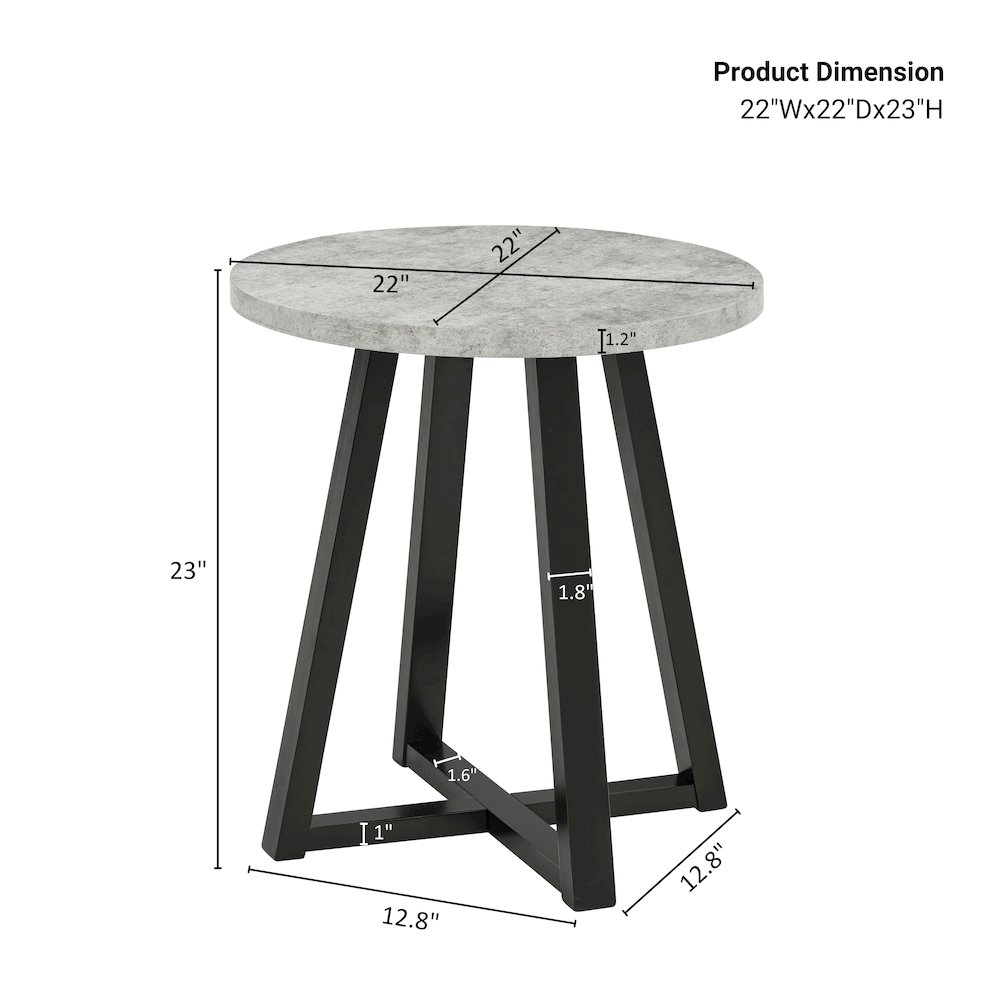 Modern Harmony Wood Round End Table, Gray. Picture 8