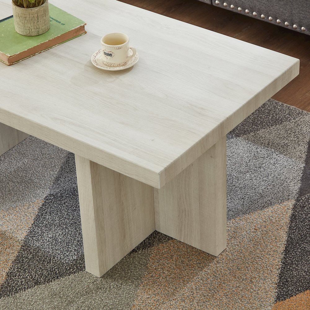 Mchome 3-Piece Coffee Table Set, Coffee Table and Two End Tables, White Finish. Picture 7