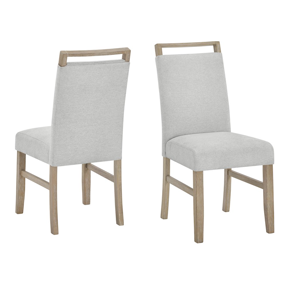 Zelalle 7-Piece Dining Set, Table with 6 Chairs, White Wired-Brushed Finish. Picture 13