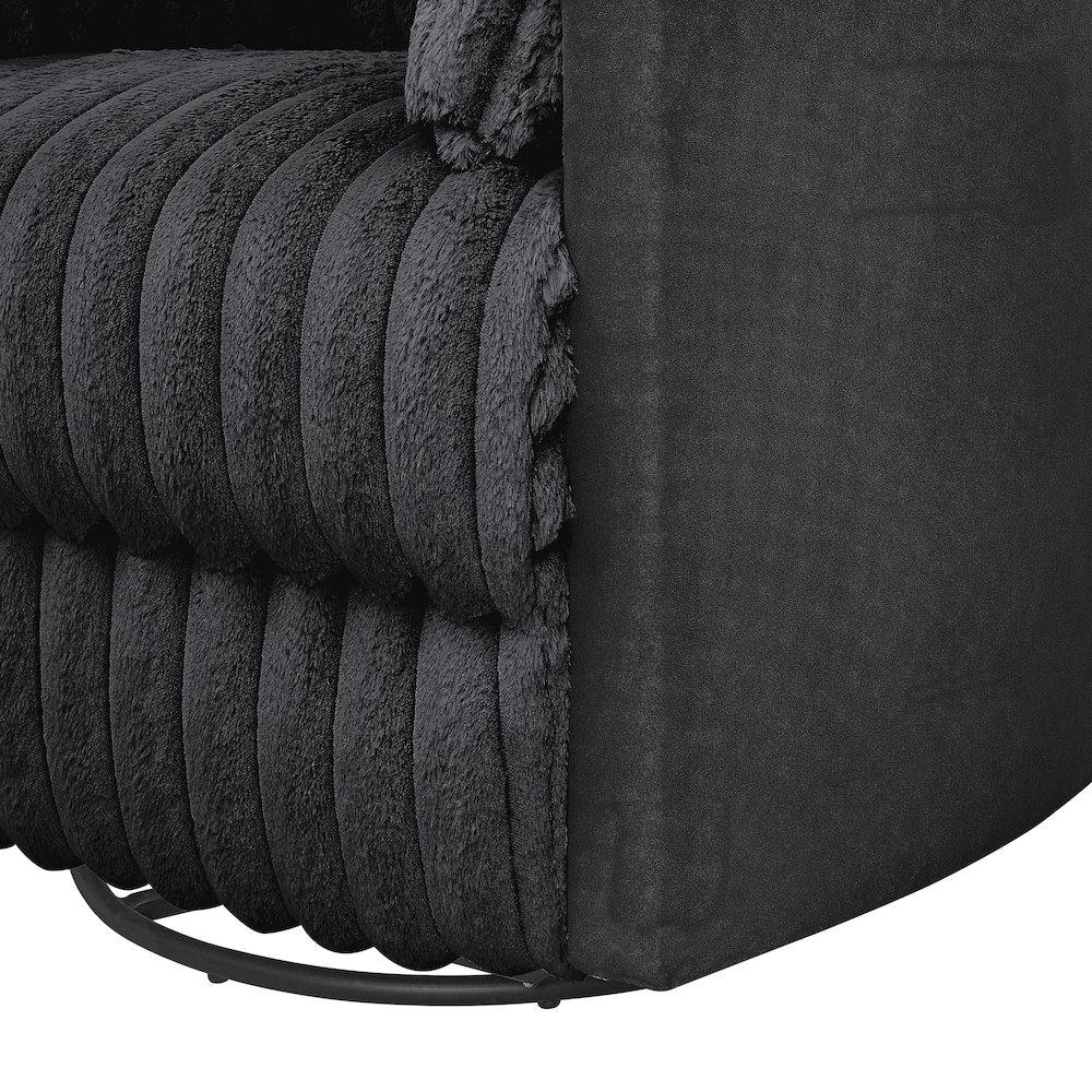 Bocaton Wide Wale Corduroy Upholstery Manual Recliner, Black. Picture 12