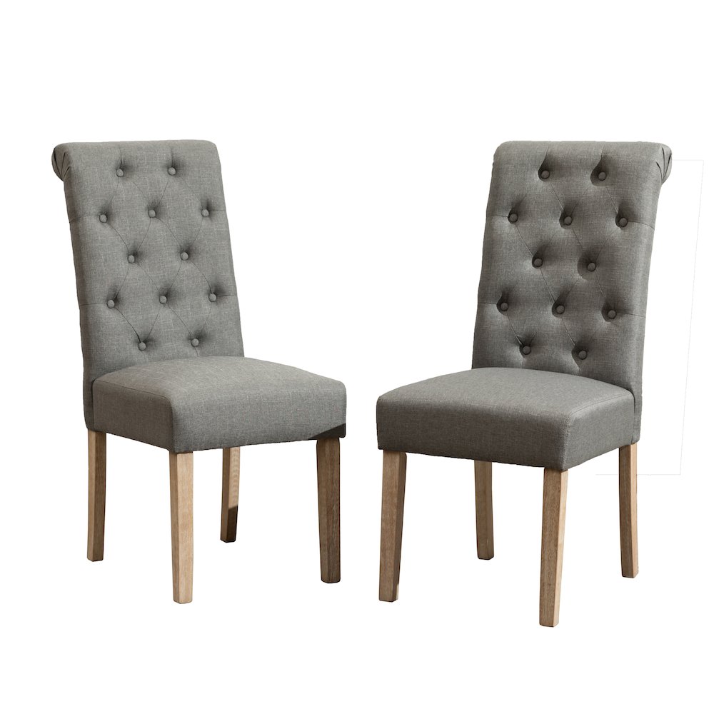 Habit Gray Solid Wood Tufted Parsons Dining Chair, Set of 2. Picture 10