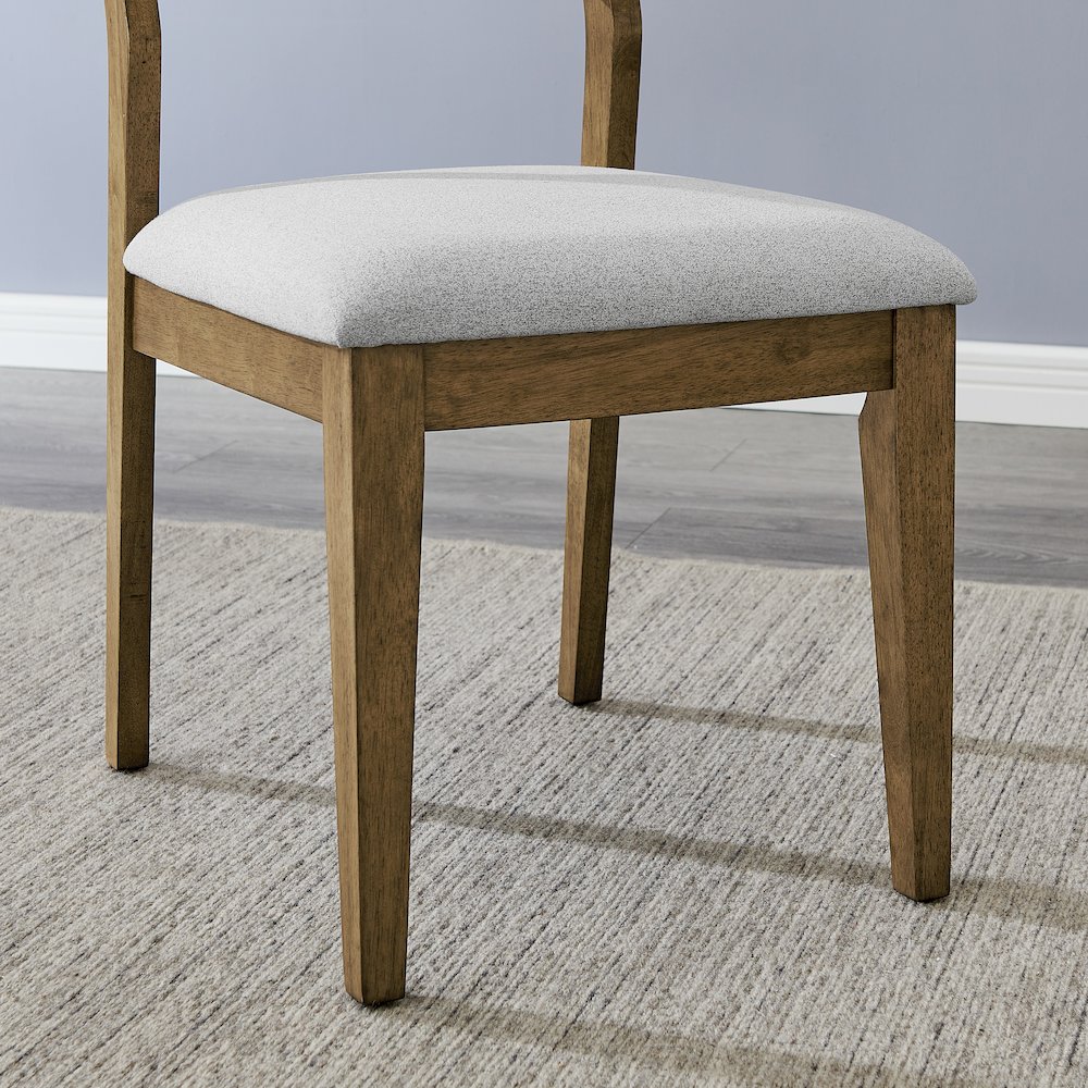 Parker Upholstered Dining Chairs, Set of 2, Light Oak and Gray. Picture 7