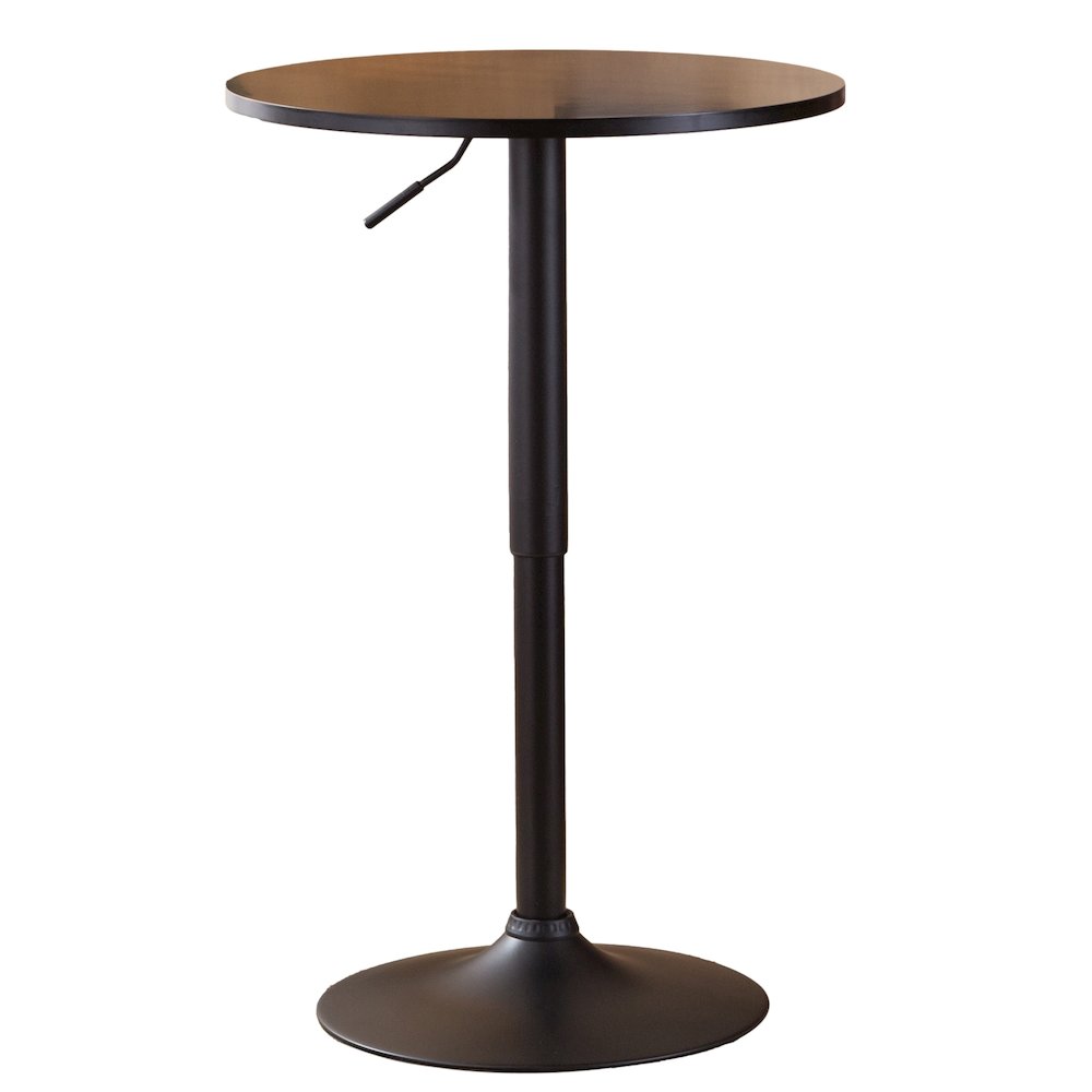 Belham Black Round Top Adjustable Height with Black Leg And Base Metal Bar Table. Picture 1