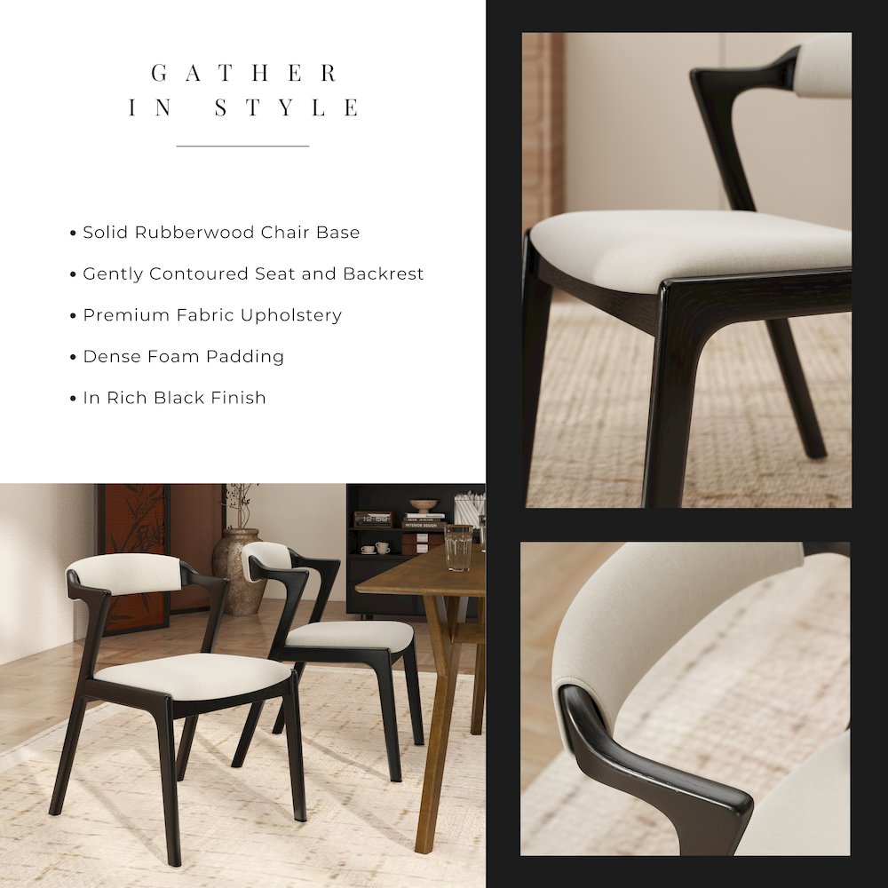 Lavin Walnut Finish Upholstered Dining Chairs, Set of 2. Picture 6