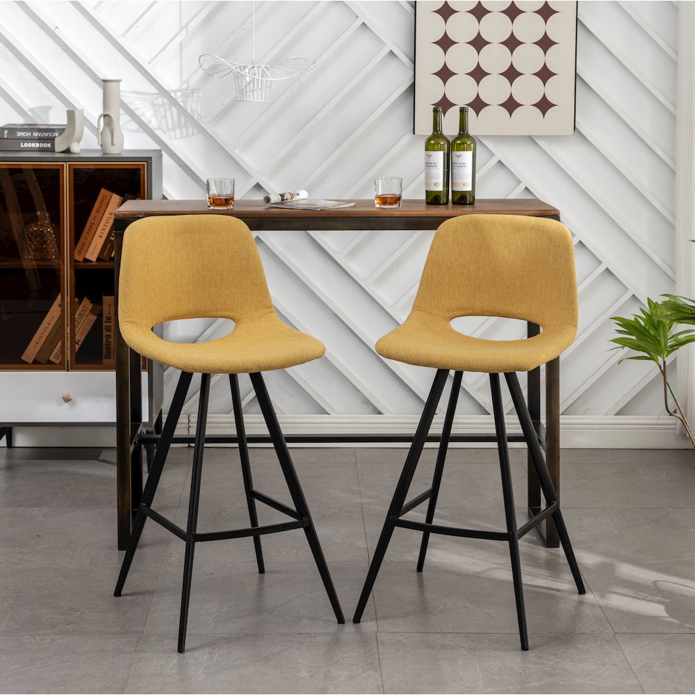 Porth Fabric Kitchen 28.25" Barstools, Set of 2, Yellow. Picture 6