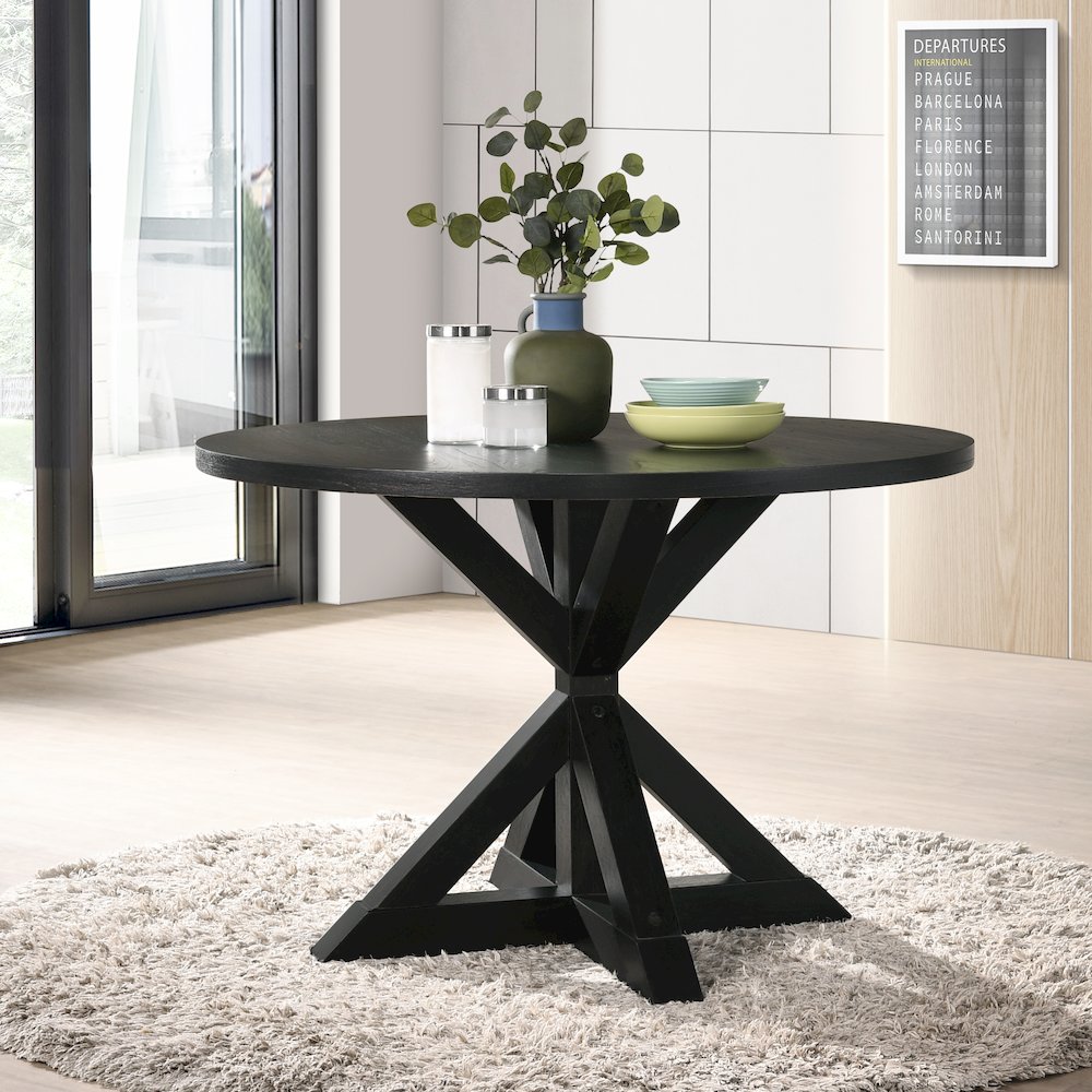 Walton 5-Piece Round Cross-Buck Table with 4 Side Chairs. Picture 7