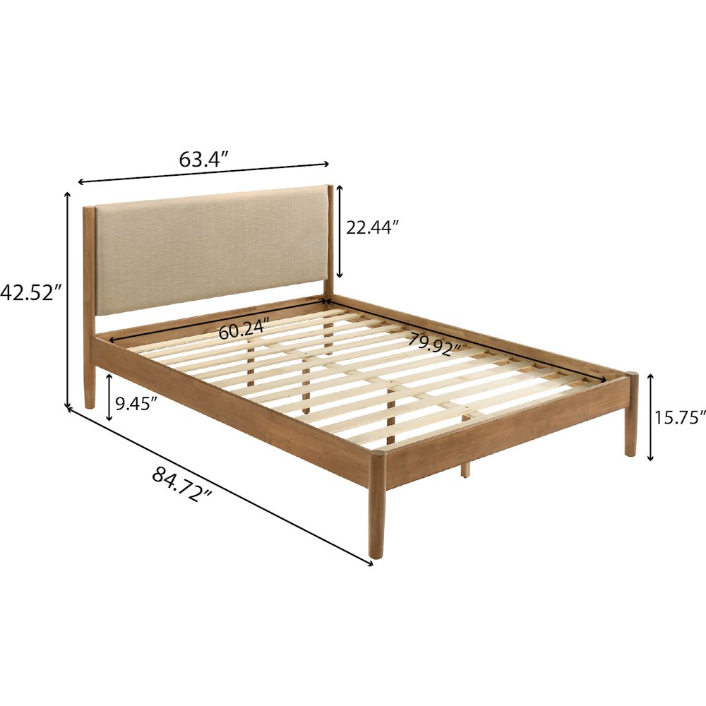 Vichy 3-Pc Rubberwood Bedroom Set, Platform Bed with Two Nightstands, Queen. Picture 10