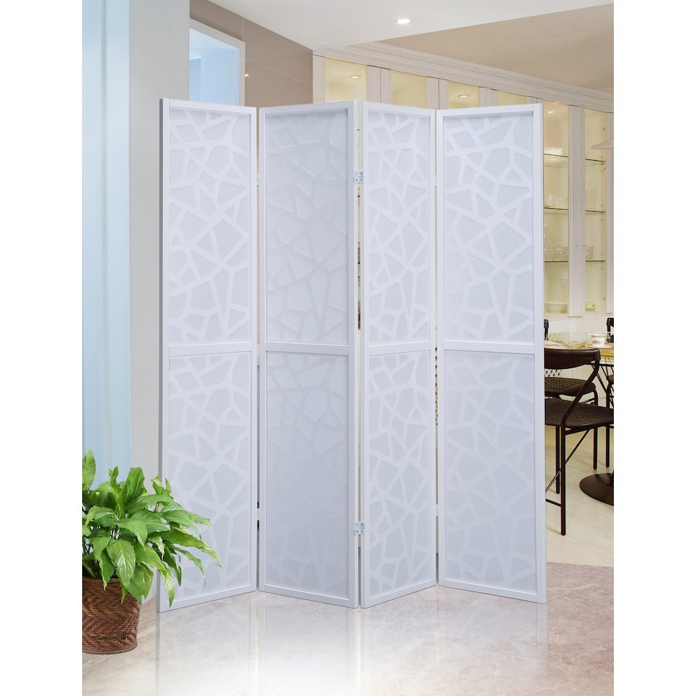 Giyano White 4 Panel Screen Room Divider. Picture 3