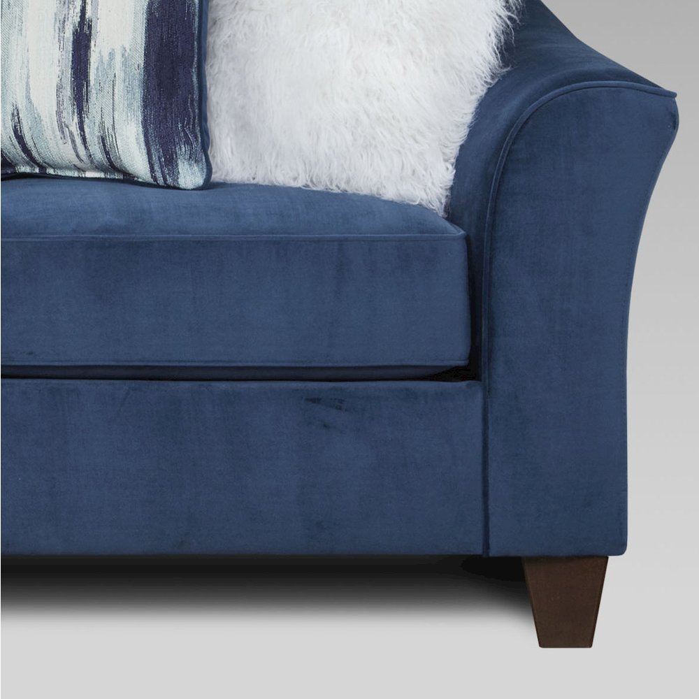 Camero Fabric Pillowback Sofa and Loveseat Set in Navy Blue. Picture 5
