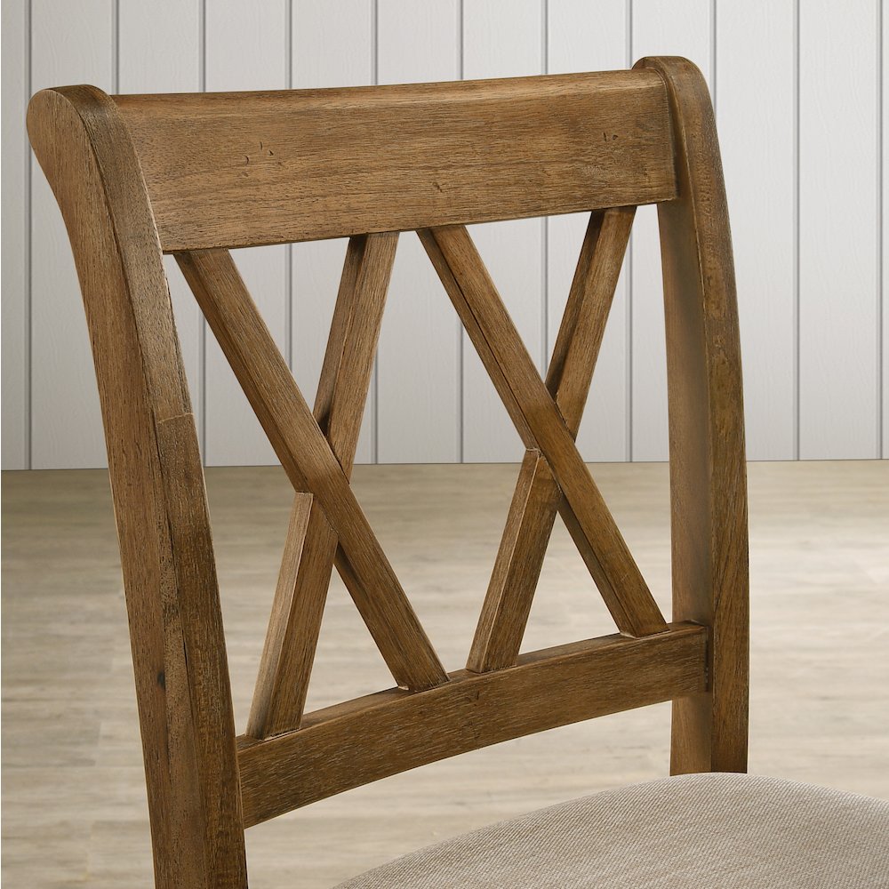 Windvale Cross-Buck Wood 5-Piece Counter Height Dining Set, Tan. Picture 7