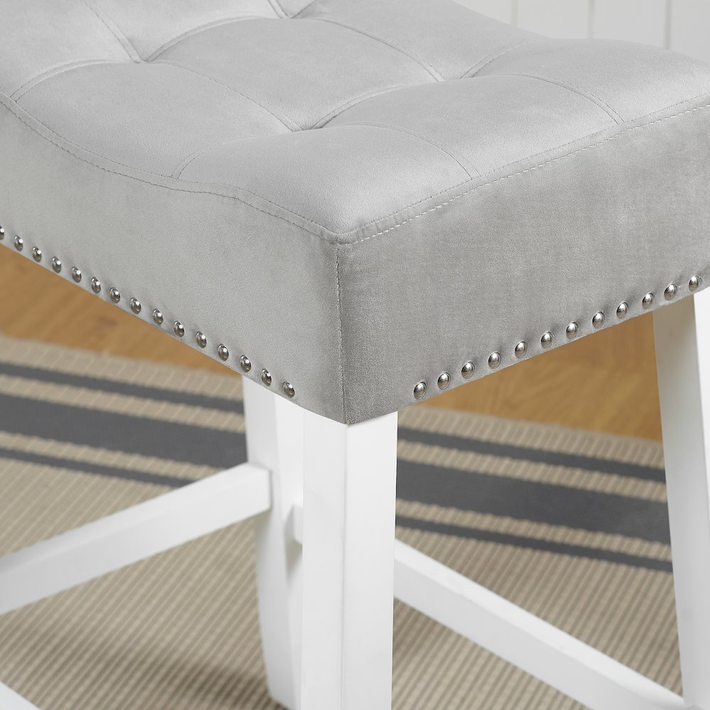 Morovo Velvet Counter Height Stools Saddle Seats, Set of 2, Gray. Picture 4
