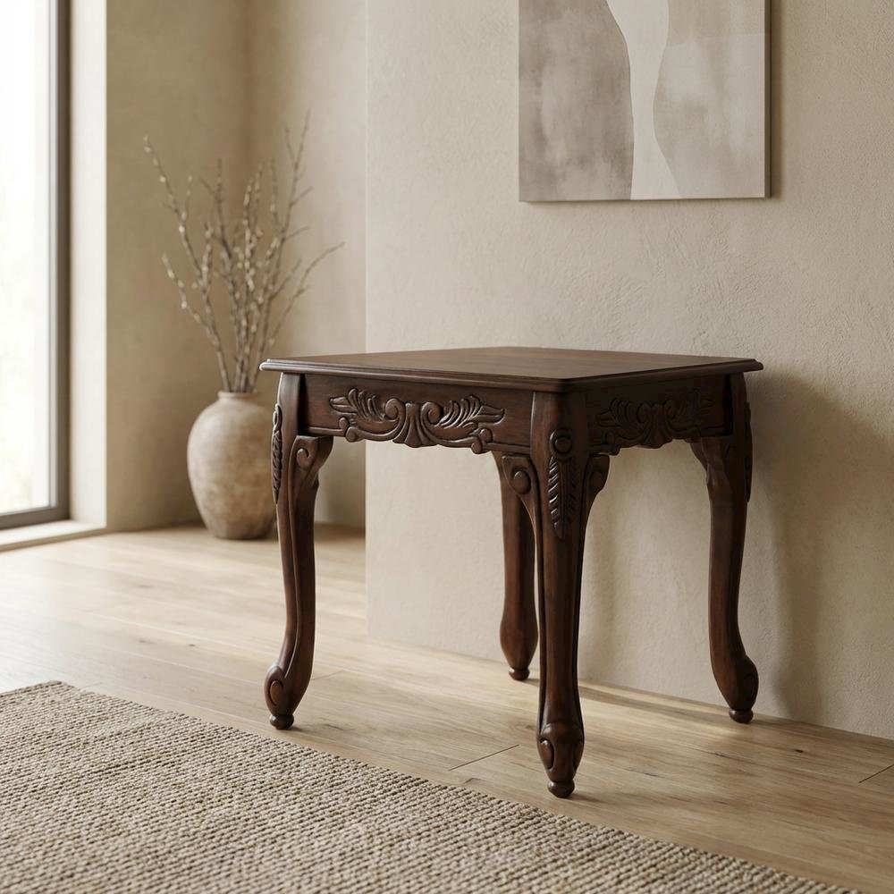Dark Cherry Finish Wood End Table with Elegant Style. Picture 2