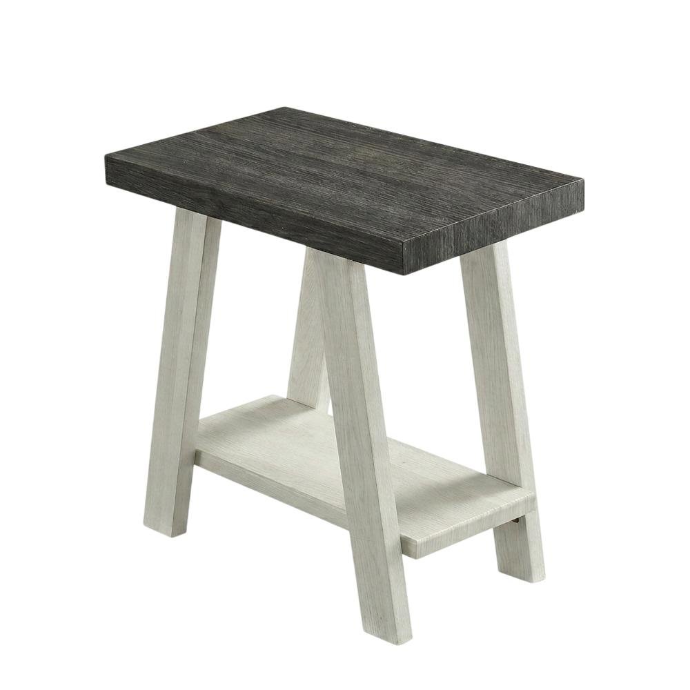 Grey, Side Table, Open Shelf, Quality Build, Durable Wood Frame. Picture 1