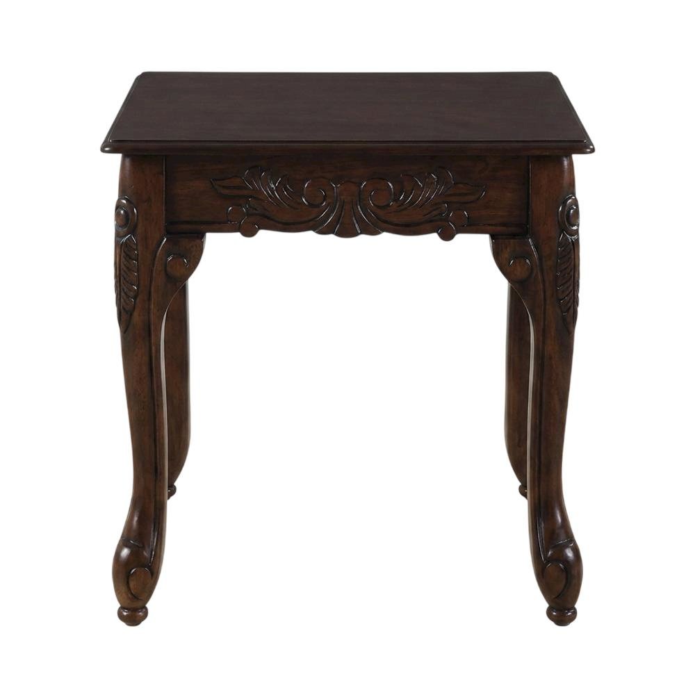 Dark Cherry Finish Wood End Table with Elegant Style. Picture 4