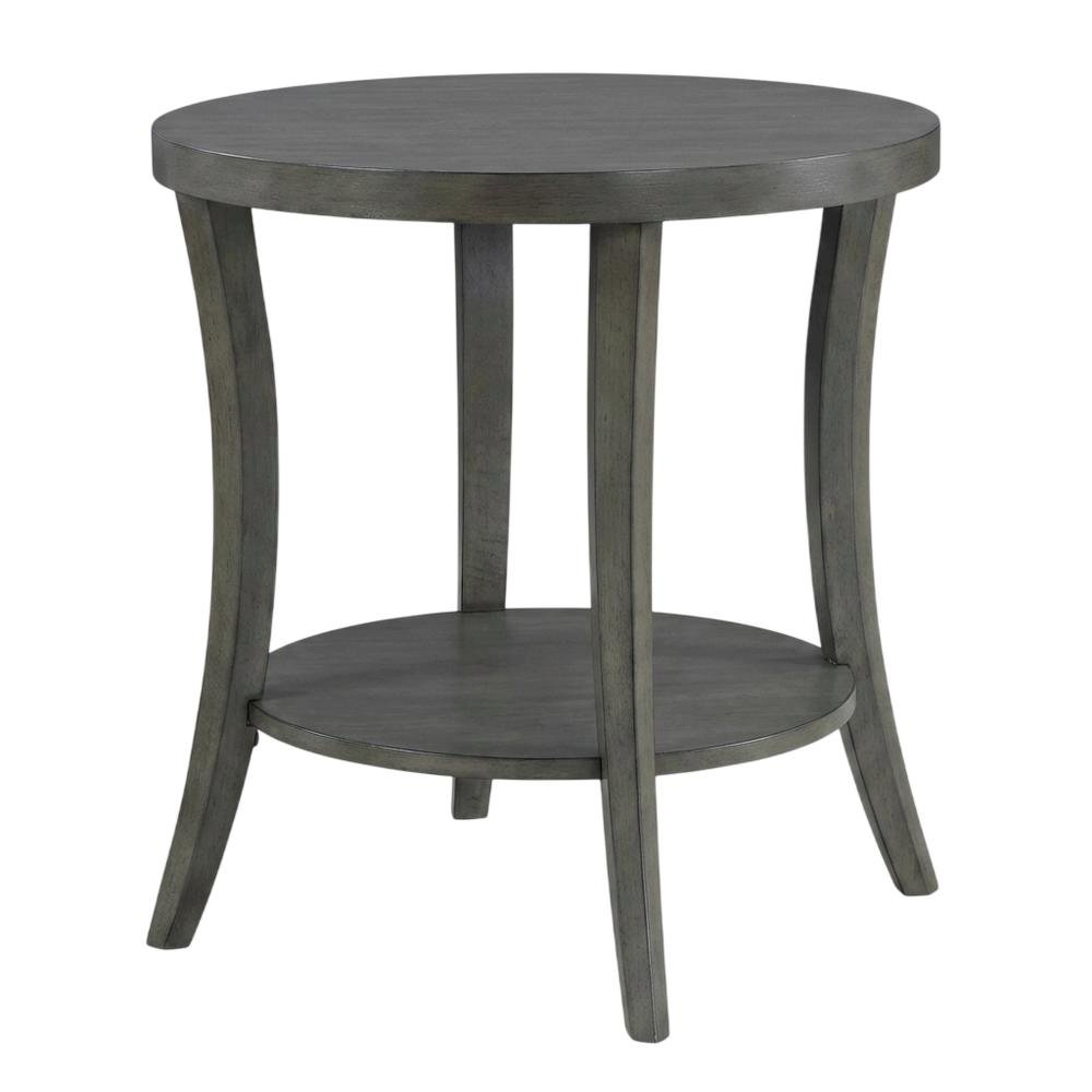 Gray oval end table with modern design and durable construction. Picture 1