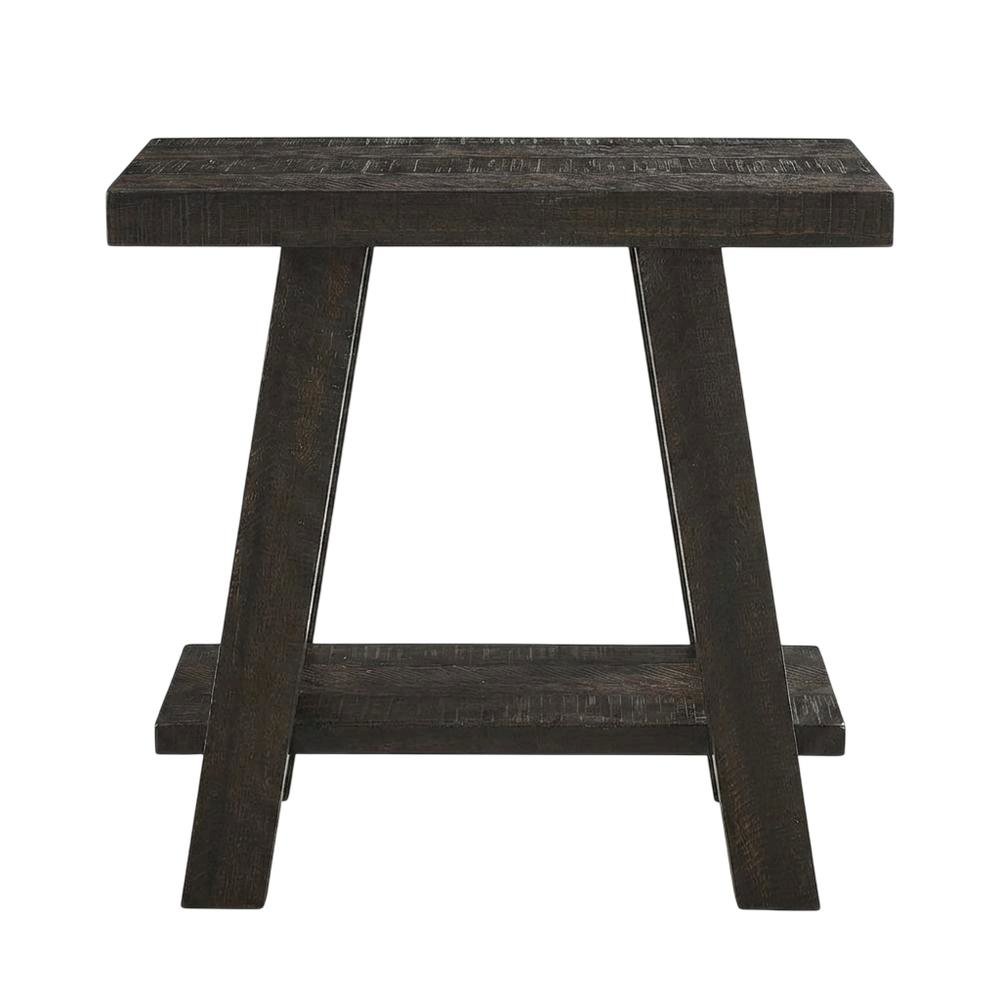 Brown, Side Table, Open Shelf, Quality Build, Durable Wood Frame. Picture 4