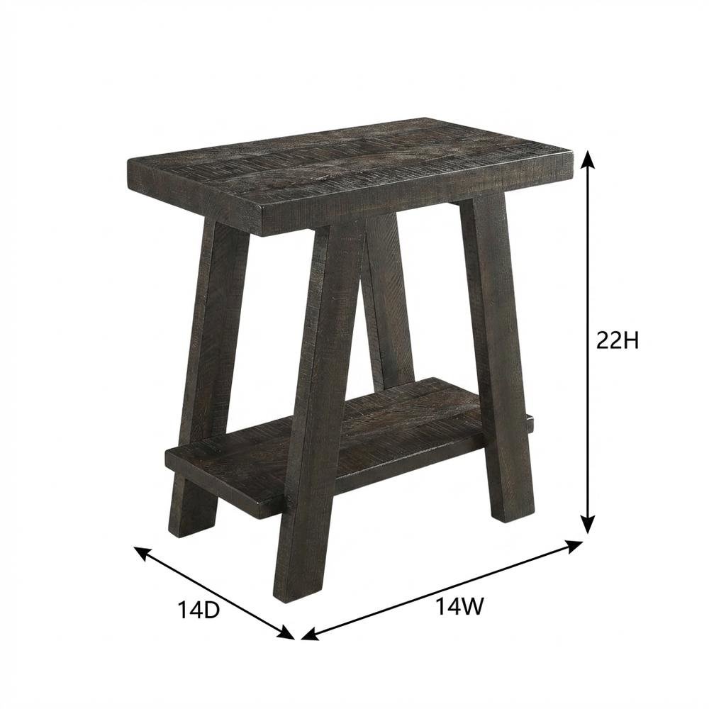 Brown, Side Table, Open Shelf, Quality Build, Durable Wood Frame. Picture 7