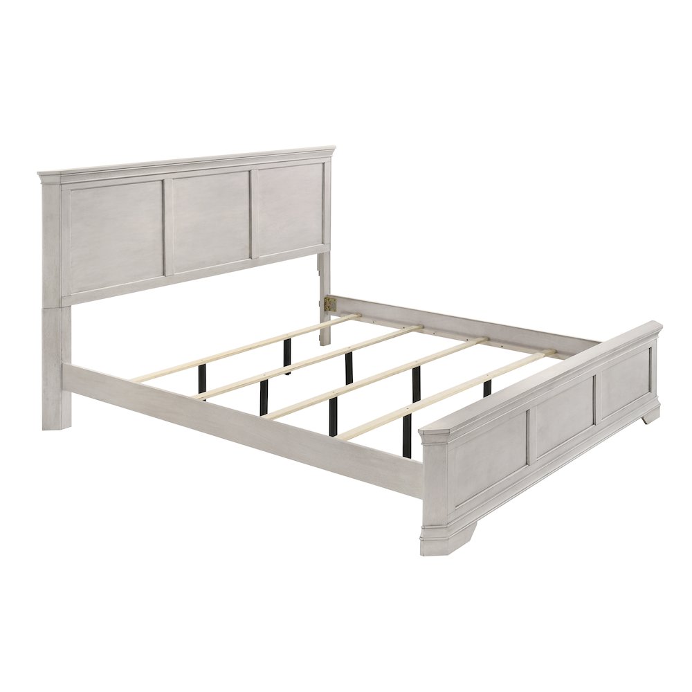 Maderne Wood Panel Bed, King, Antique White Finish. Picture 1