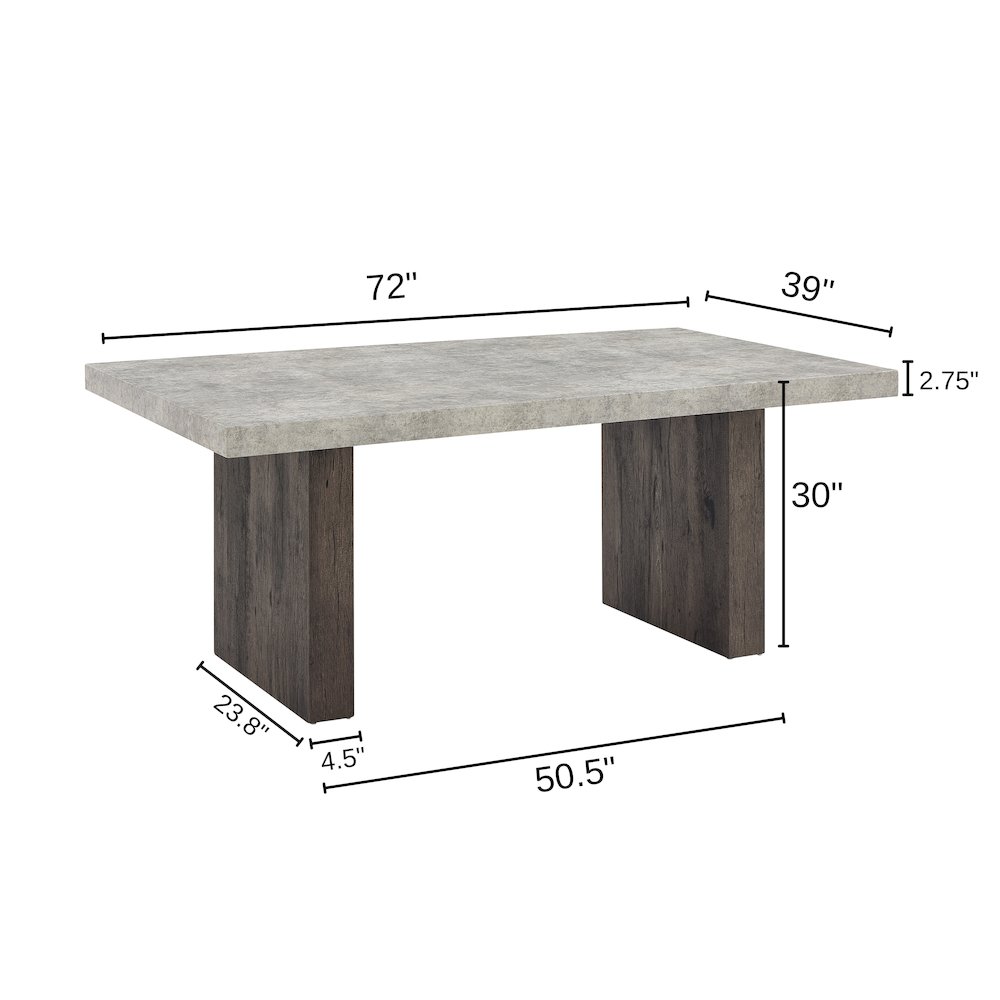 Sorlen 6-PC Dining Set, 3D Faux Concrete Table with 4 Chocolate Chairs and Bench. Picture 18