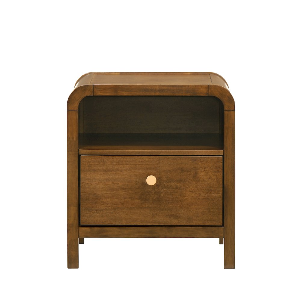 Eldren Wood Nightstand with Solid Rubberwood Frame, Walnut Finish. Picture 8