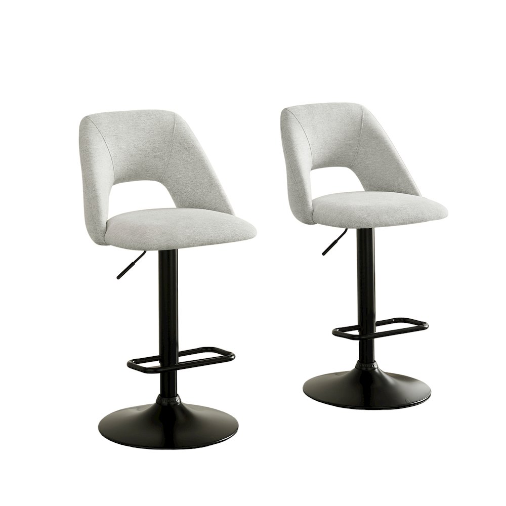 Nuvia Contemporary Adjustable Barstool with Upholstered Swivel Seats, Set of 2. Picture 1