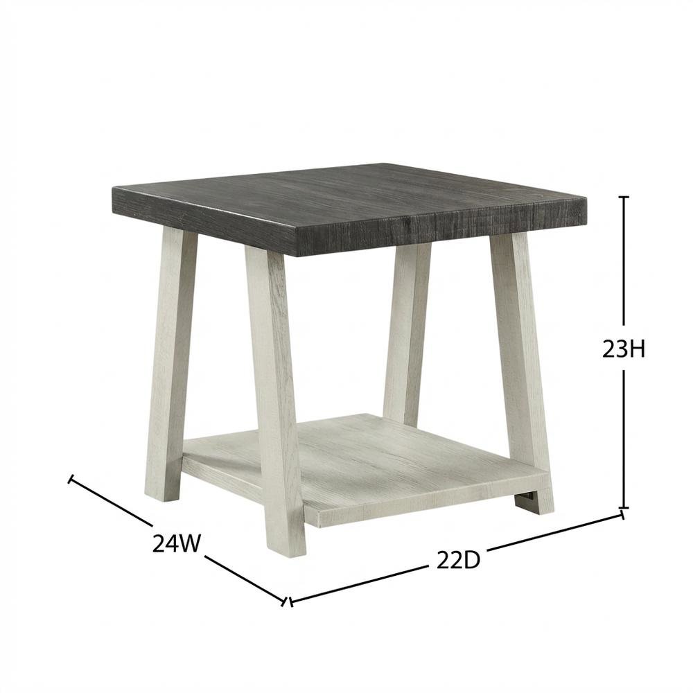 Grey, End Side Table, Open Shelf, Quality Build, Durable Wood Frame. Picture 7