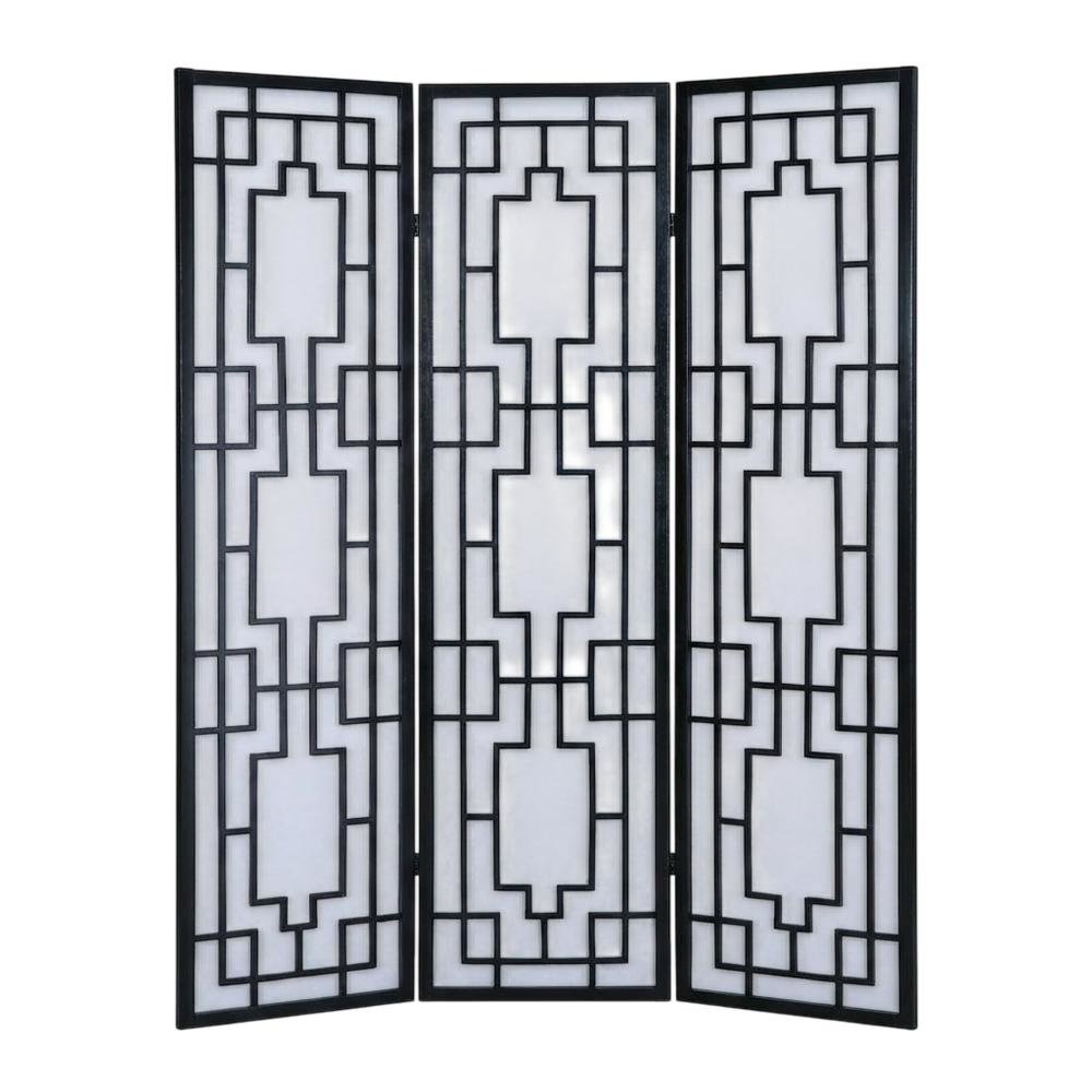 Natural 3-Panel Wood Folding Room Divider, Fabric, 70 Inch. Picture 4