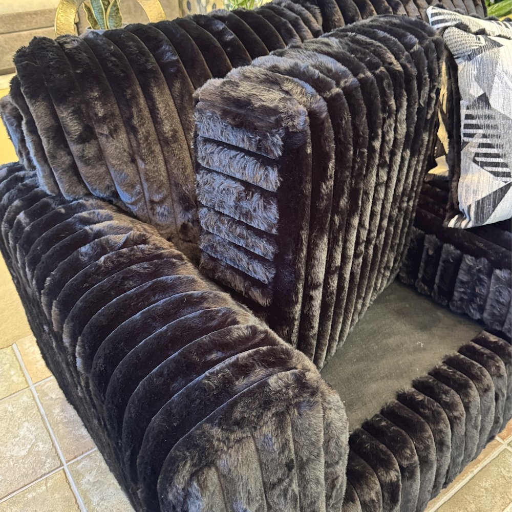 Nolan Contemporary Upholstered Loveseat, Lush Black. Picture 6