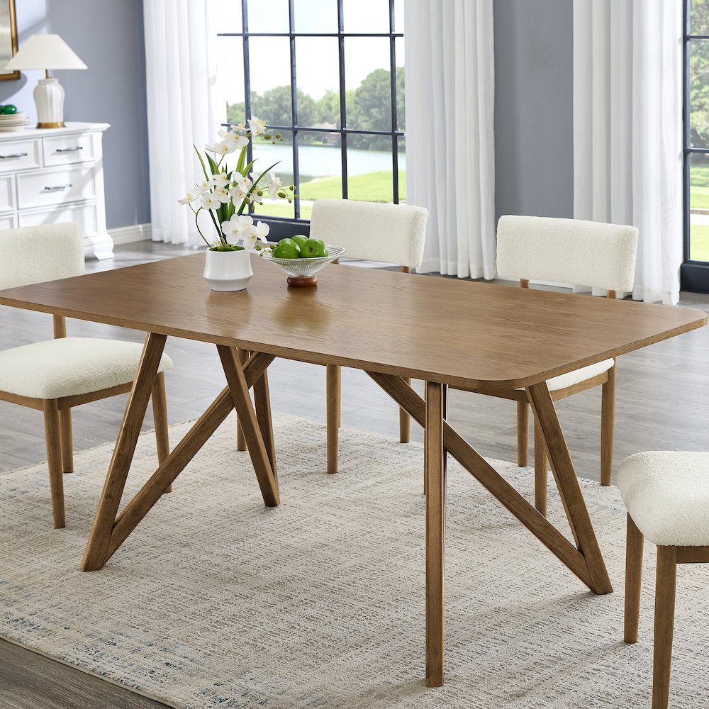 Axler 70-in Length Dining Table, Tripod-Cross Leg, Light Oak. Picture 11