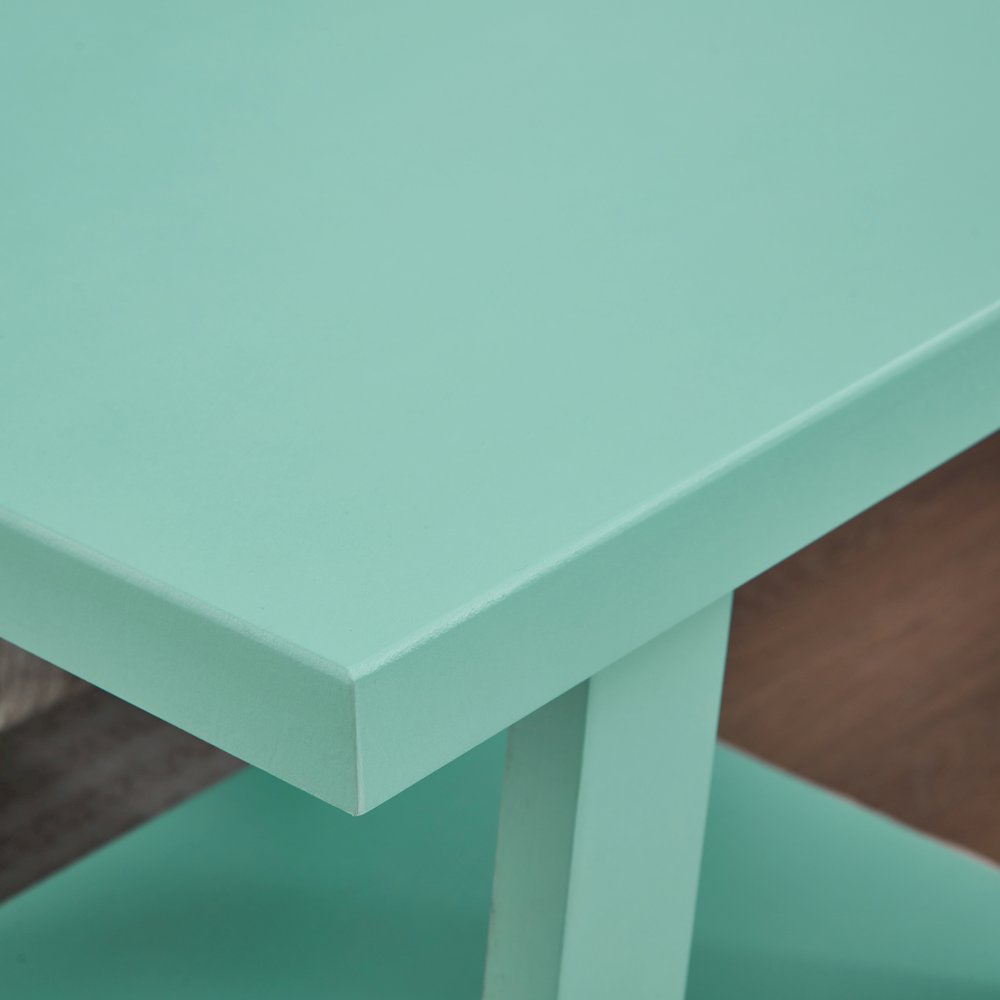 Athens Contemporary Wood Shelf End Table in Teal. Picture 5