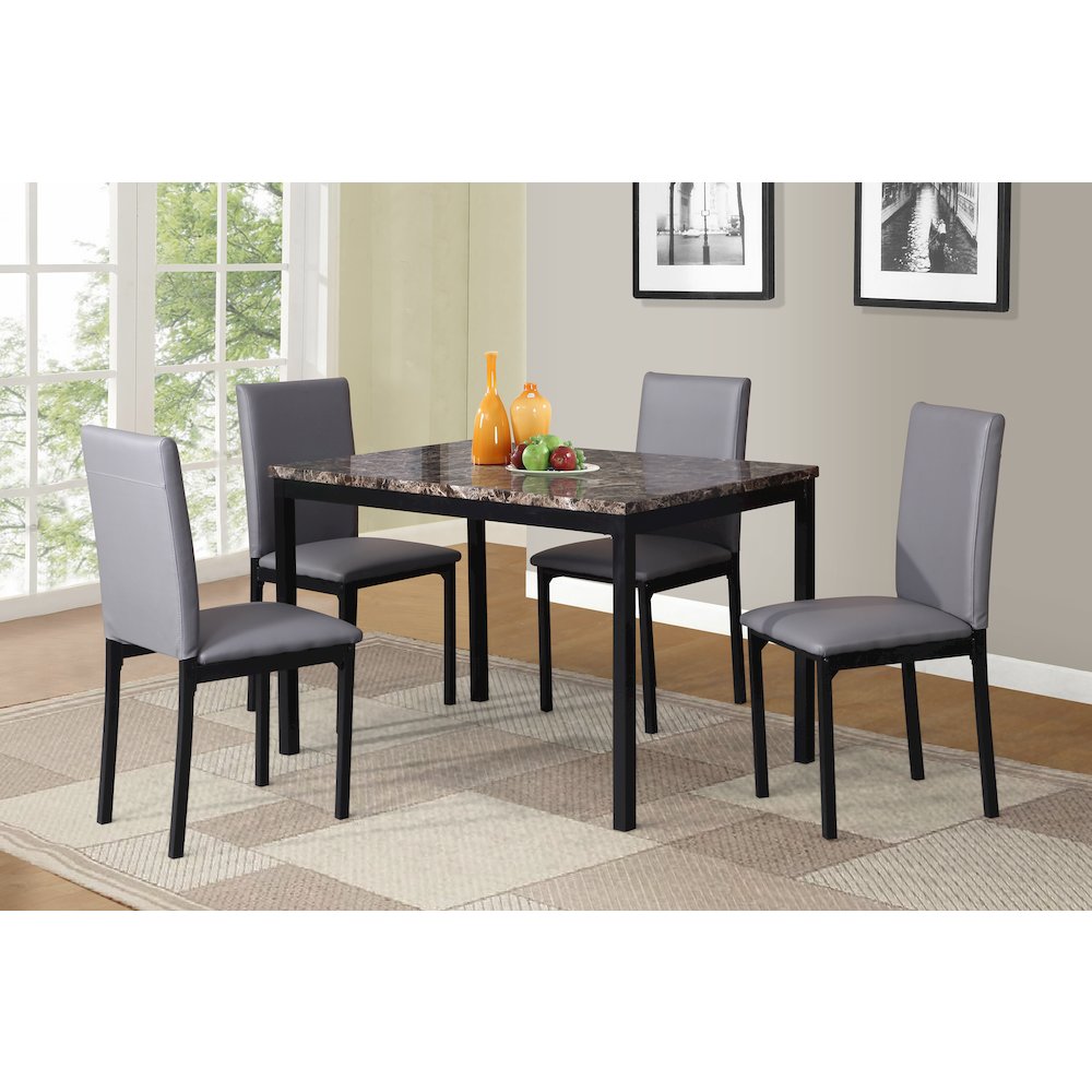 Noyes Faux Leather Seat Metal Frame Gray Dining Chairs , Set of 4. Picture 4