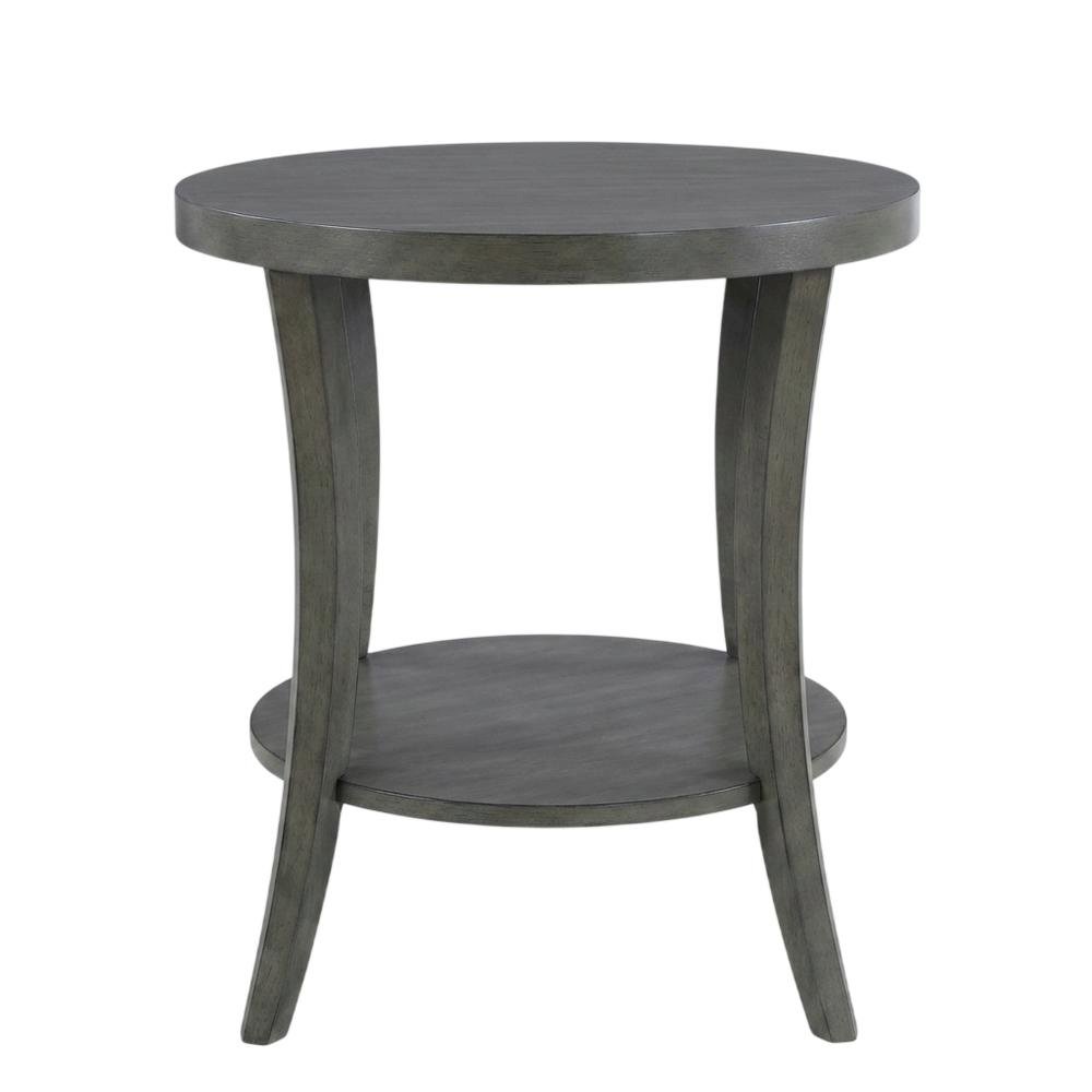 Gray oval end table with modern design and durable construction. Picture 4