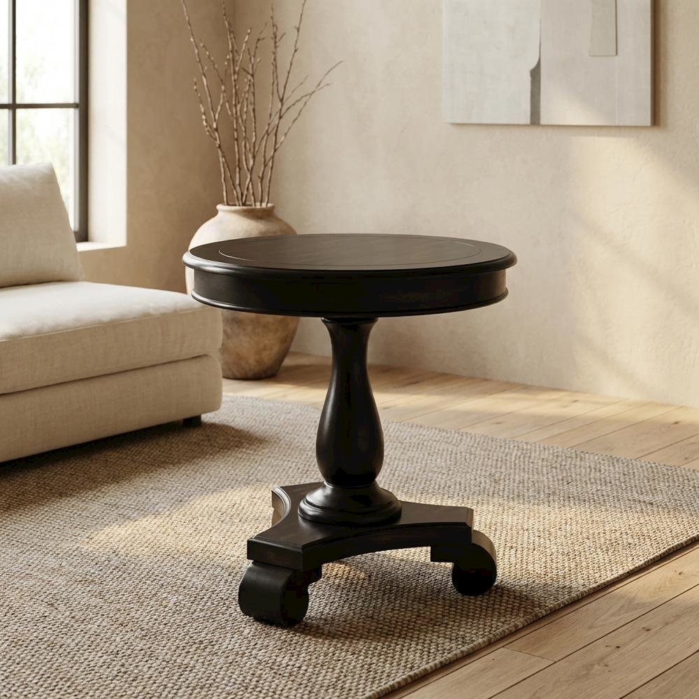 Black, Pedestal Table, Pedestal Base, Quality Build. Picture 3