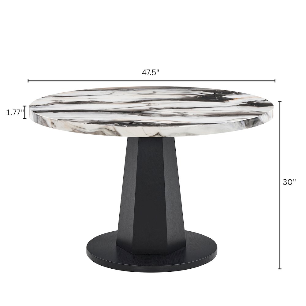 5-Piece Dining Set, Off-White Faux Marble Dining Table with Four Chairs, Tan. Picture 17