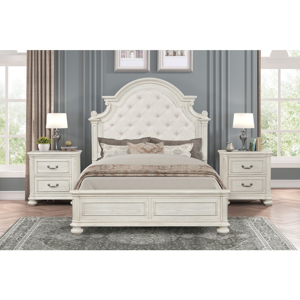 Ennesley Gray Wood Upholstered Panel Bed, Full Size. Picture 2