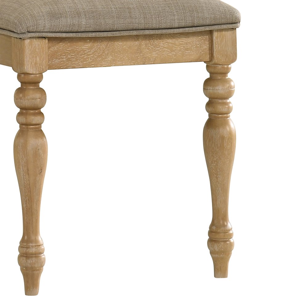 Verta Solid Wood Upholstered Dining Bench, Light Oak Finish. Picture 3