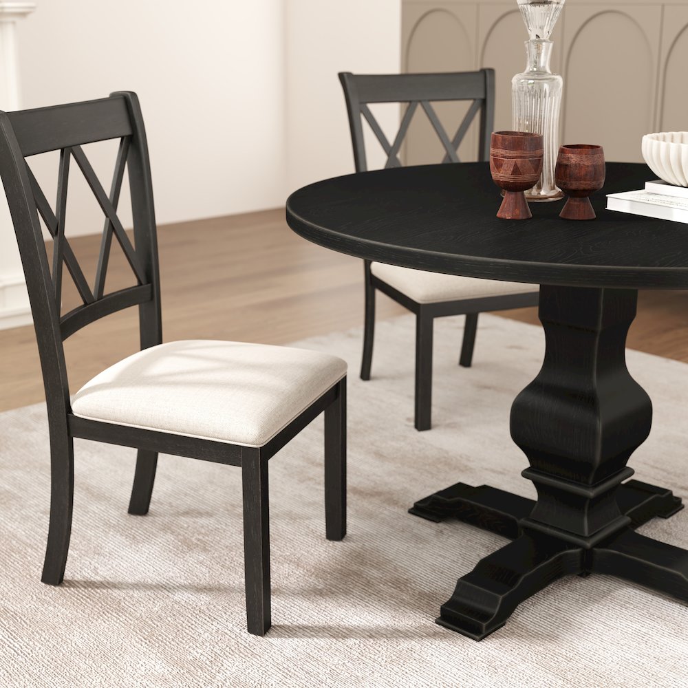 Havre Dining Set, Pedestal Round Table with 4 Chairs. Picture 12