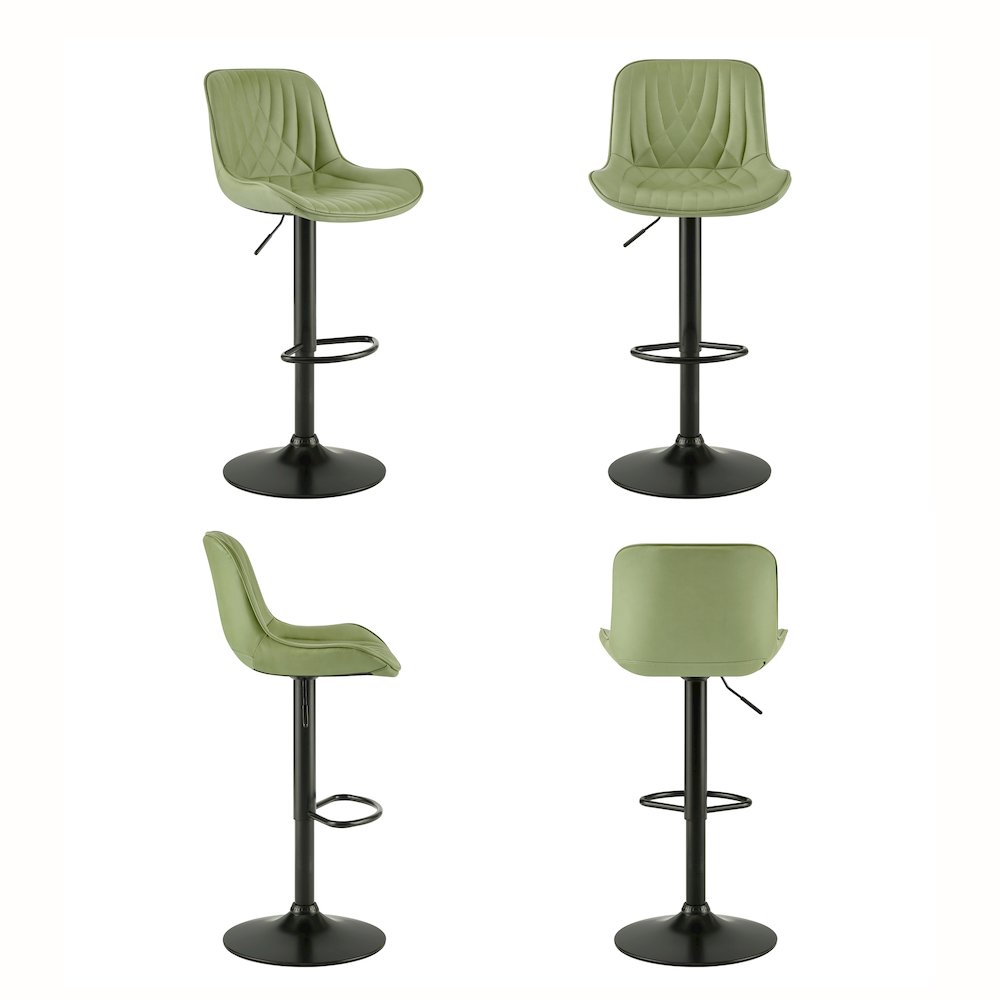 Kovyn Contemporary Adjustable Barstool with Faux Leather Swivel Seats, Set of 2. Picture 10